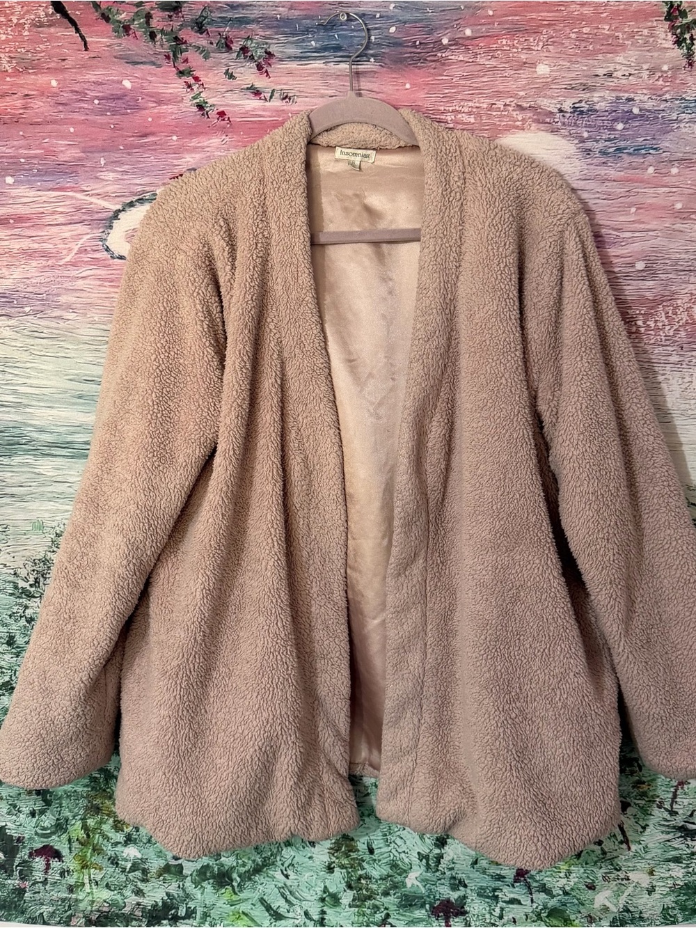 Plush Open-Front Teddy Jacket in Dusty Rose